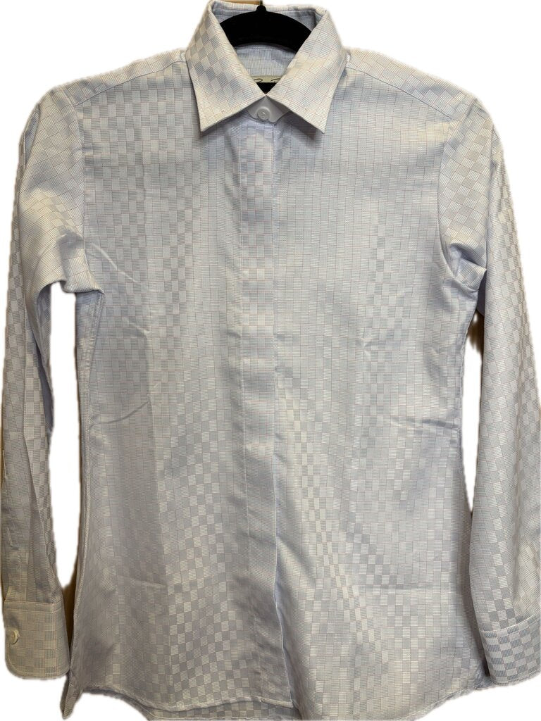 BLUE WITH PINK WINDOWPANE BETTY BERDINE SHIRT