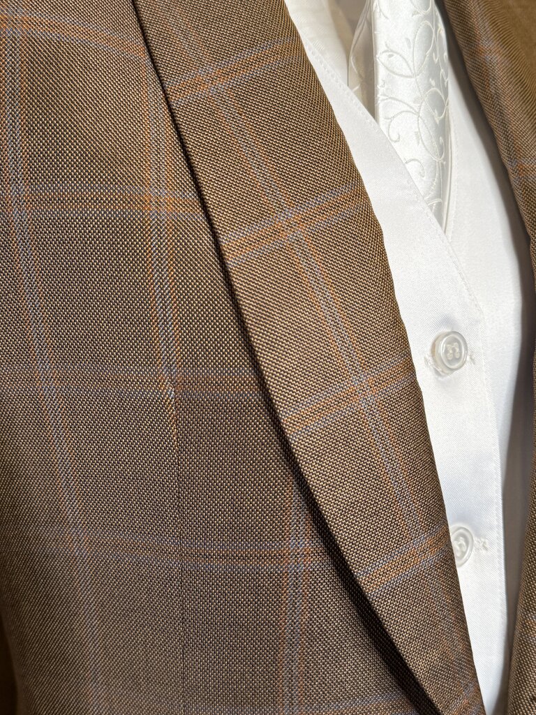 BROWN WITH ORANGE/BLUE WINDOWPANE B.BROTHERS DAY COAT