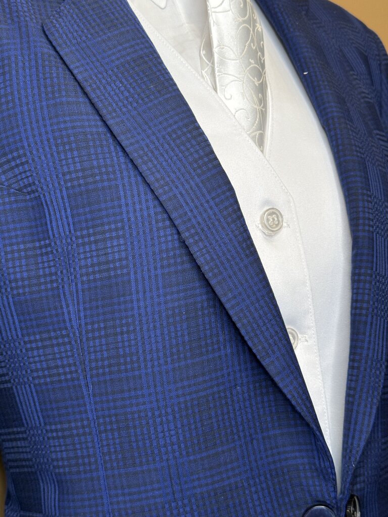 NAVY PLAID DEREGNAUCOURT DAY SUIT