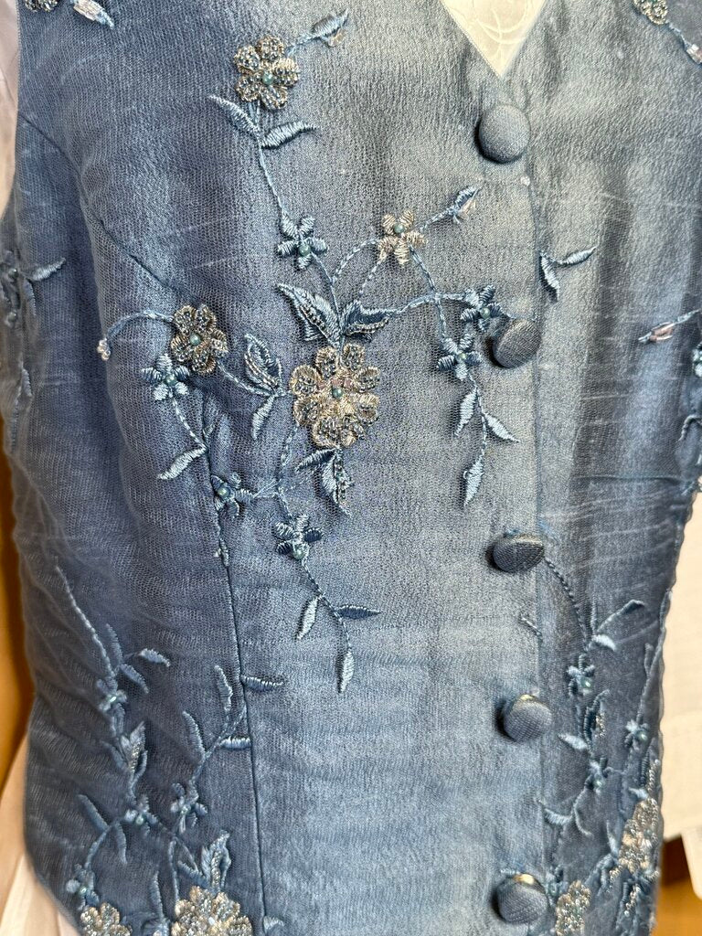 BLUE FLOWER EMBELLISHMENT VEST
