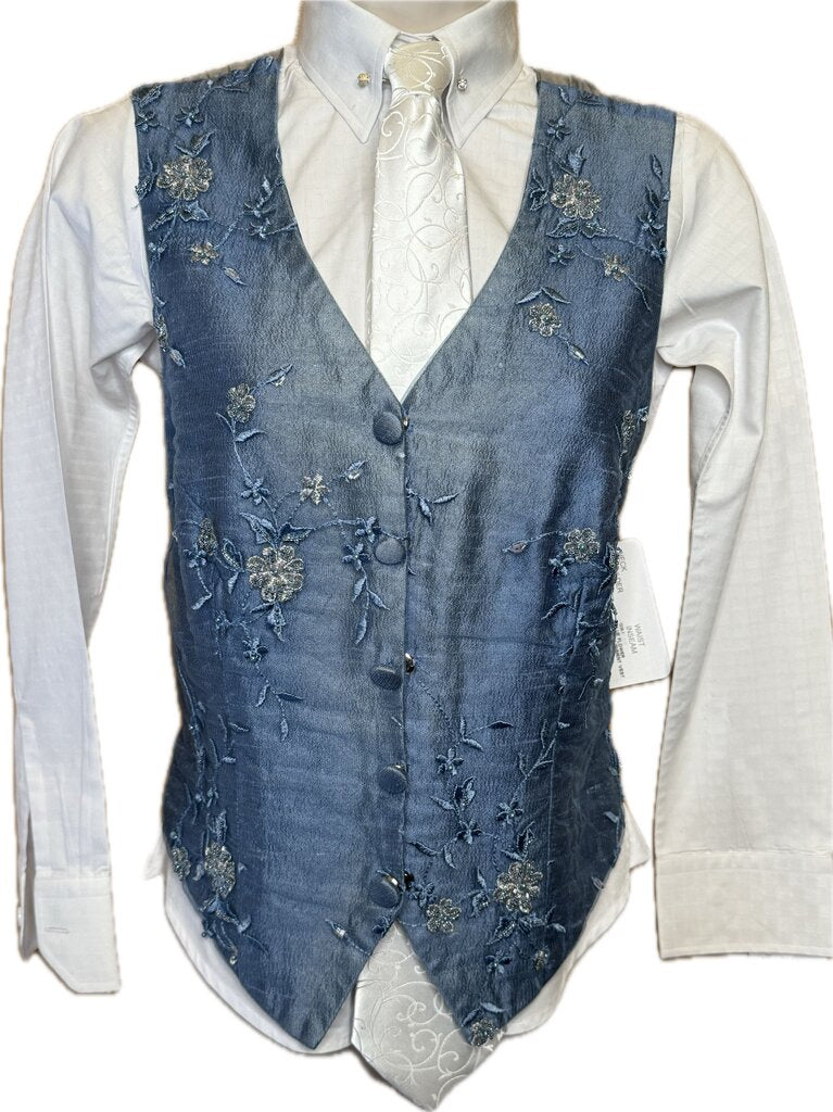 BLUE FLOWER EMBELLISHMENT VEST
