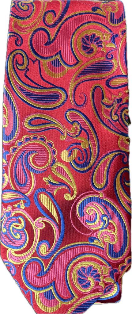 RED WITH BLUE, PINK, YELLOW PAISLEY