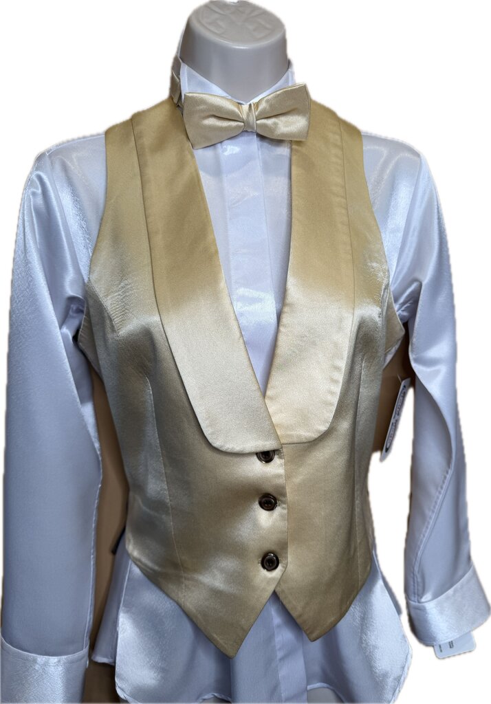 CHAMPAGNE SATIN FORMAL VEST WITH BOW TIE CM