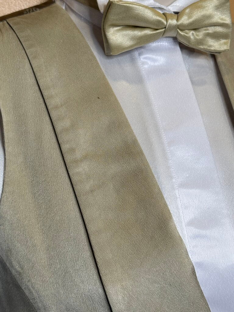 TAUPE SATIN FORMAL VEST WITH BOW TIE