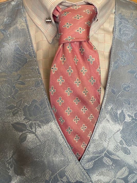 PINK WITH BLUE FLOWERS TIE