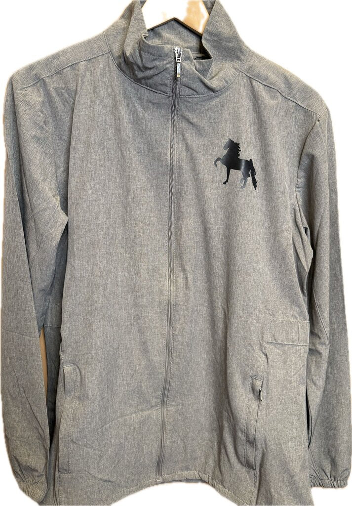 RAINCOAT GRAY WITH BLACK HORSE M