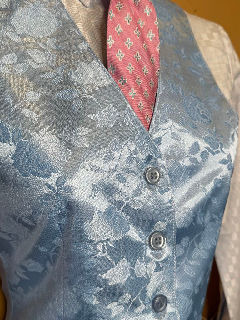 LIGHT BLUE ROSES SATIN BETTY BERDINE VEST