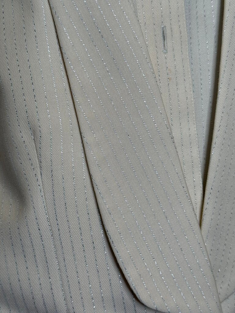 CREAM WITH SILVER METALLIC THREAD BECKER BROTHERS FORMAL VEST/SHIRT NO BOWTIE