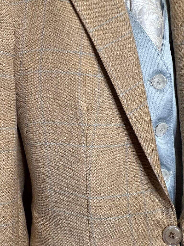 CAMEL WITH BLUE WINDOWPANE CM DAY SUIT