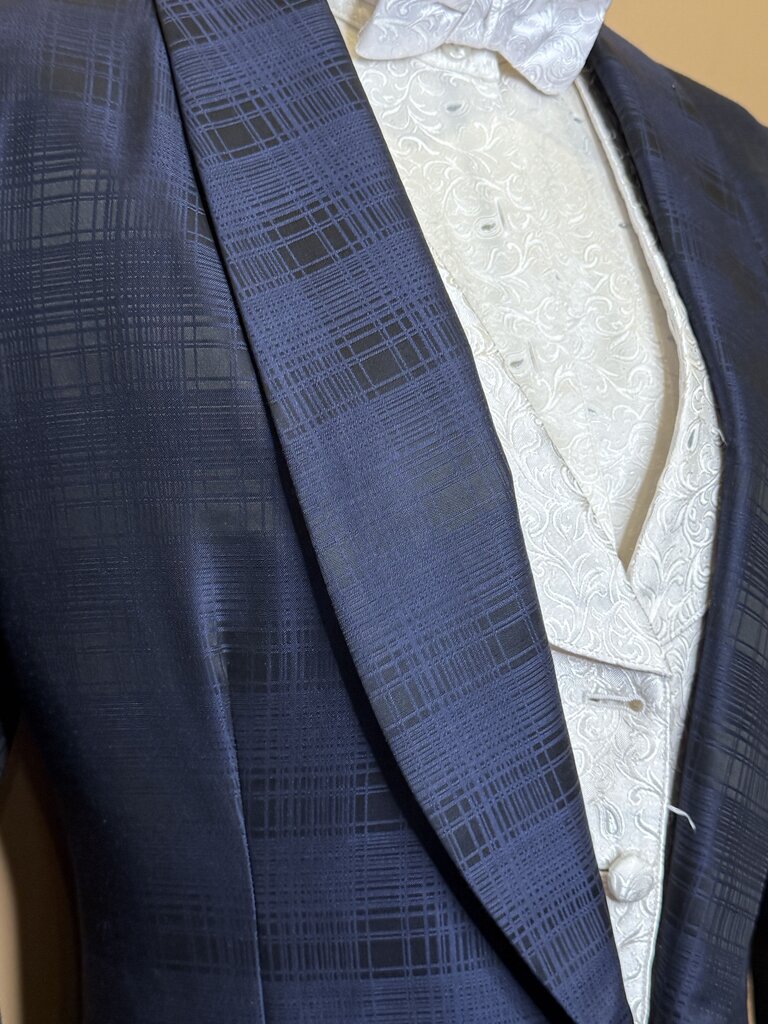 NAVY/BLACK WINDOWPANE PATTERN BBROS DAY COAT