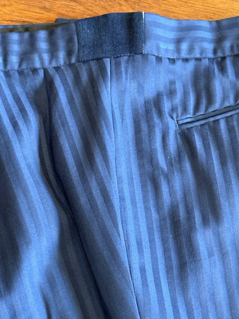 SAPPHIRE BLUE STRIPE SADDLE SEAT CONNECTION DAY SUIT