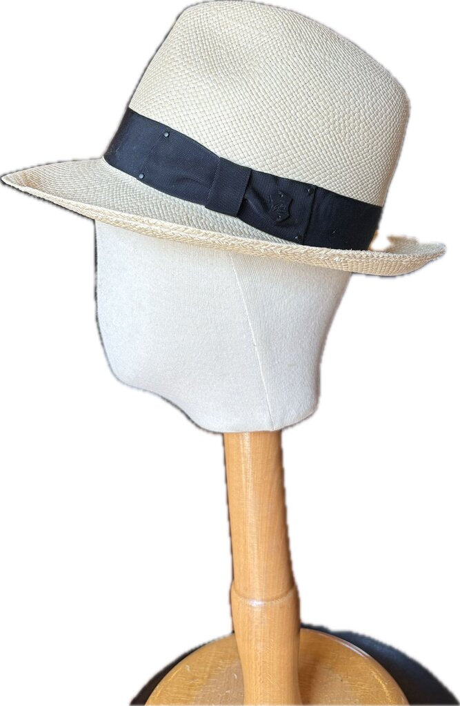STRAW WITH BLACK BAND BAILEYS SNAP BRIM SIZE 7