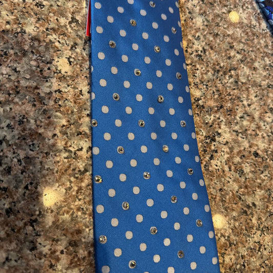 BLUE POLKA DOT BLING TIE