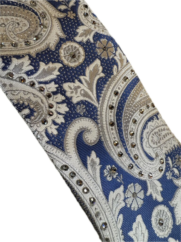 BLUE AND SILVER BLING TIE
