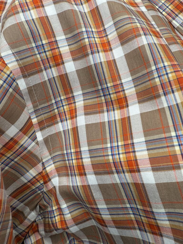 ORANGE, TAN AND BLUE PLAID BBROS SHIRT