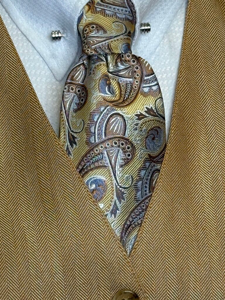 TAN WITH BLUE PAISLEY
