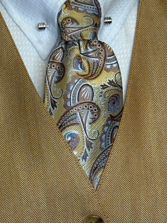 TAN WITH BLUE PAISLEY