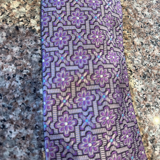 PURPLE GEOMETRIC TIE ROBERT TALBOTT