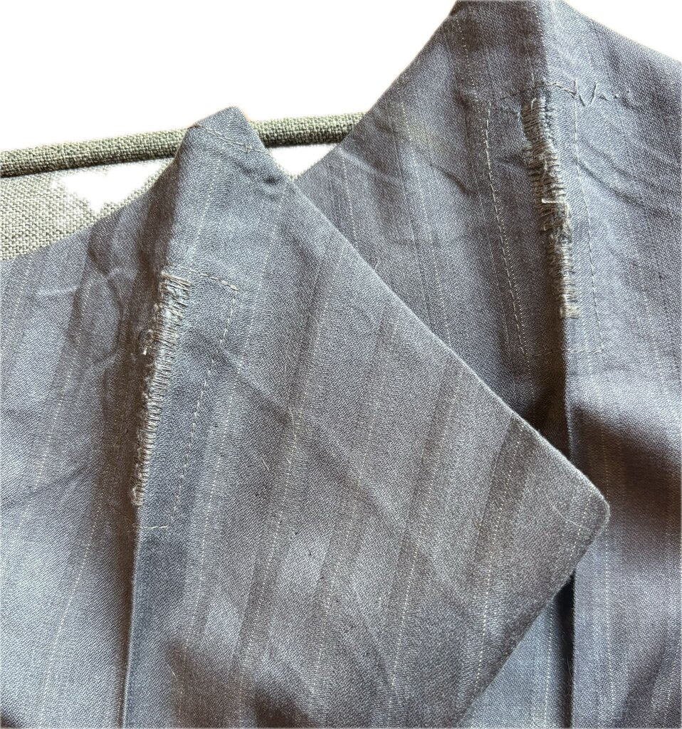 SLATE BLUE WITH SILVER PINSTRIPE MARSHA DEARRIAGA DAY SUIT