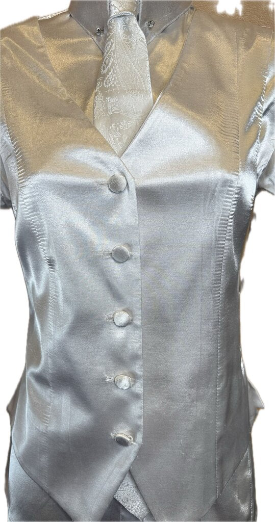 WHITE SATIN MARSHA DEARRIAGA VEST