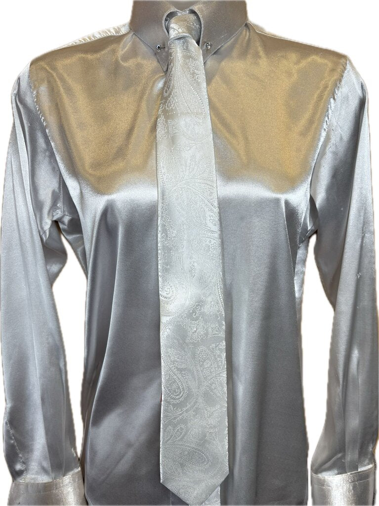 WHITE SATIN MARSHA DEARRIAGA SHIRT