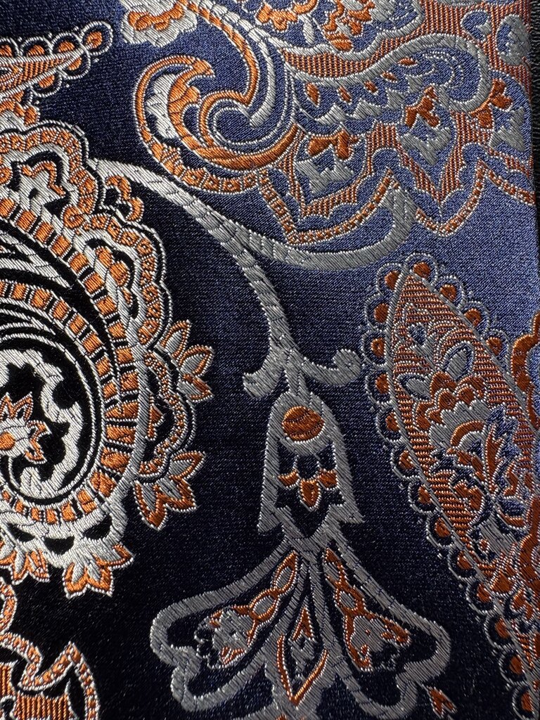BLUE AND ORANGE PAISLEY TIE