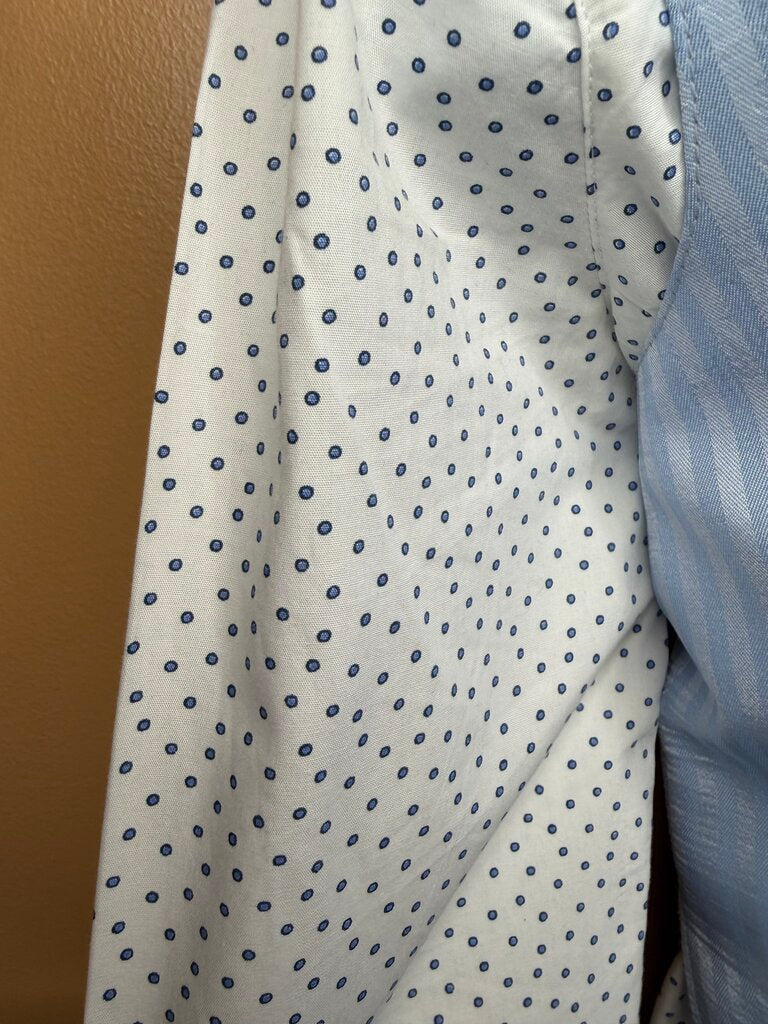 SS WHITE AND BLUE DOTS SHIRT