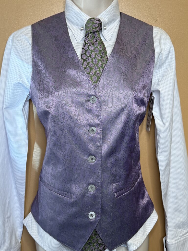 WHITE WITH PURPLE SQUARE PATTERN SHIRT