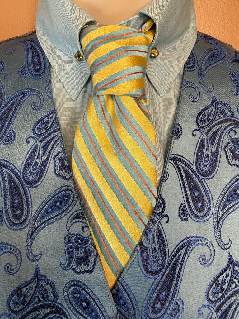 YELLOW AND BLUE STRIPE TIE