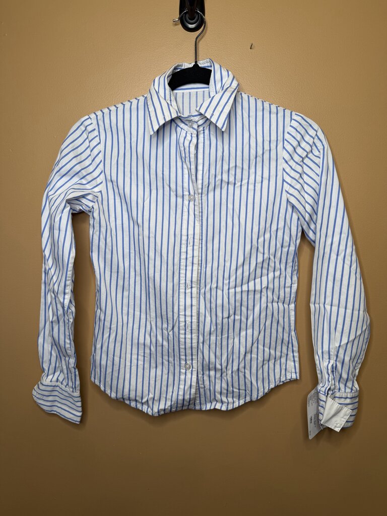 WHITE AND BLUE STRIPE SHIRT