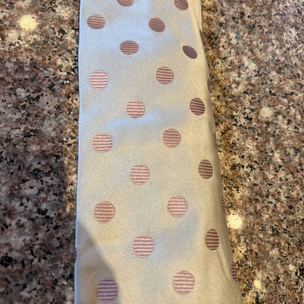 TIE SILVER WITH PINK DOTS
