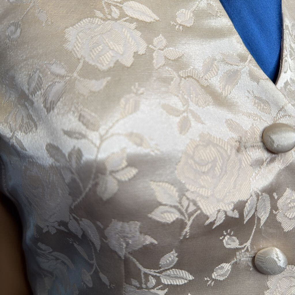 BETTY BERDINE CREAM FLOWERED SATIN VEST