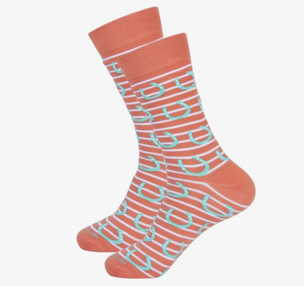 TEAL/ORANGE HORSE SHOE SOCKS