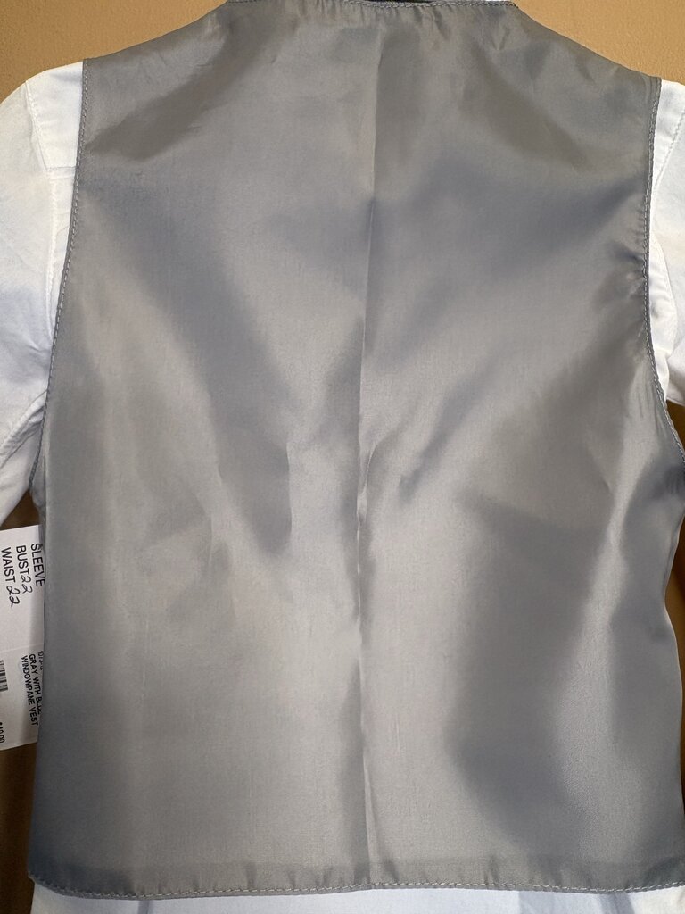 GRAY WITH BLUE WINDOWPANE VEST