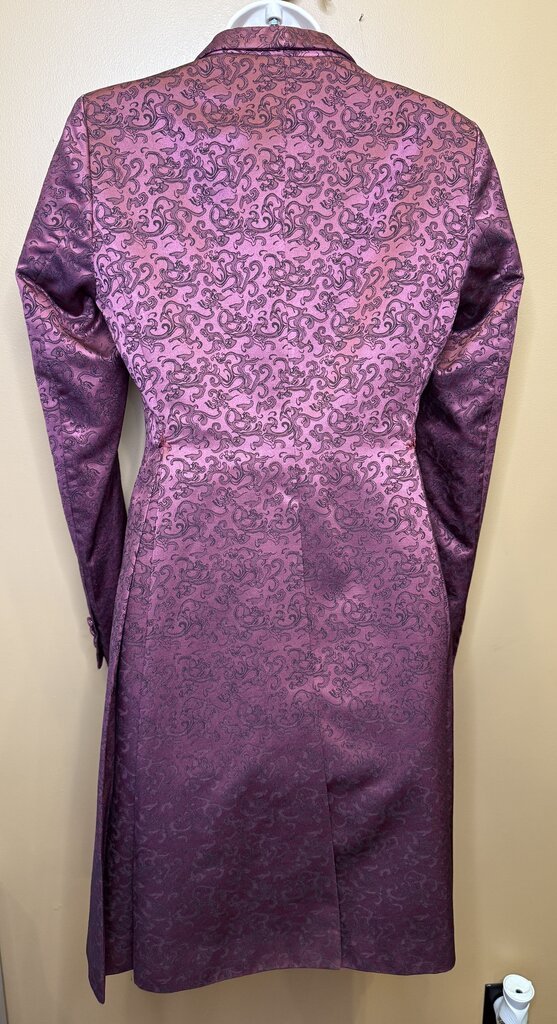 WINE BROCADE MARSHA DEARRIAGA DAY COAT WITH MATCHING TIE