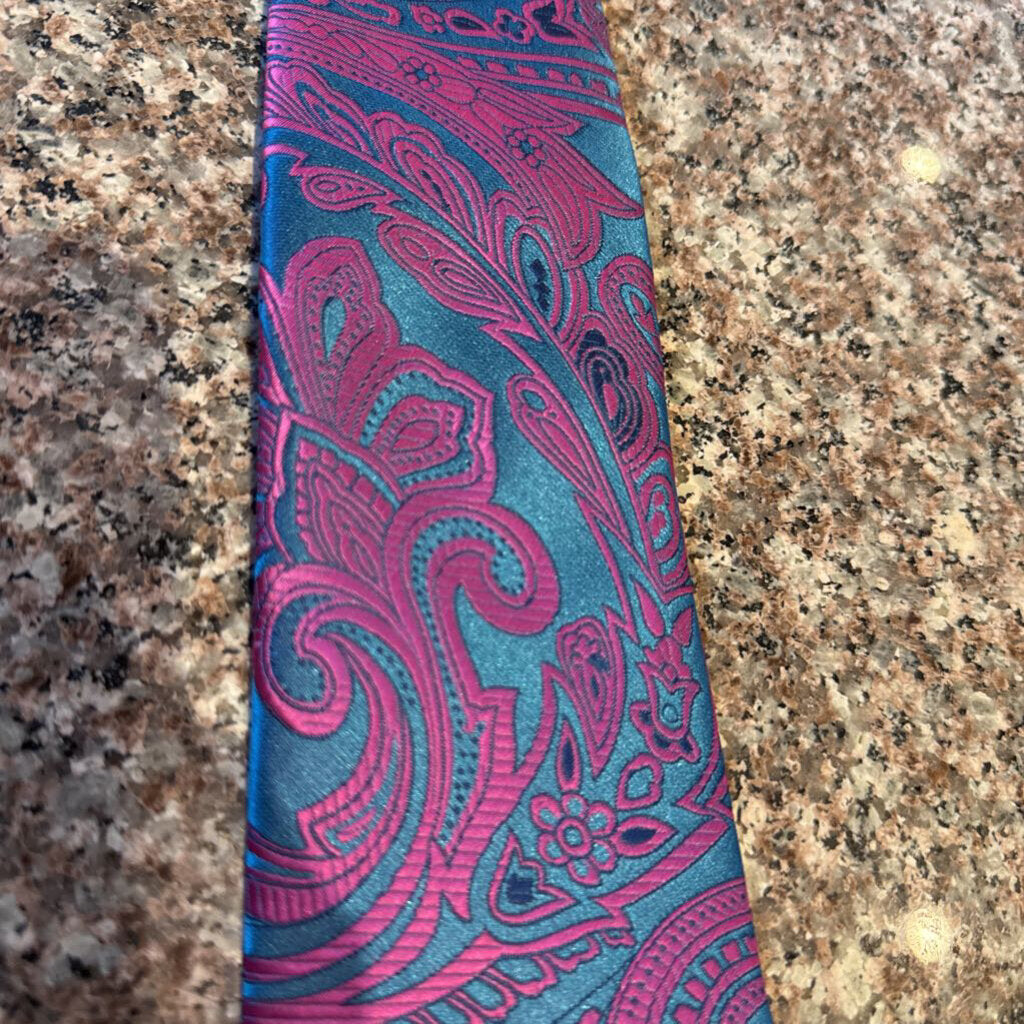 PURPLE AND TEAL PAISLEY TIE