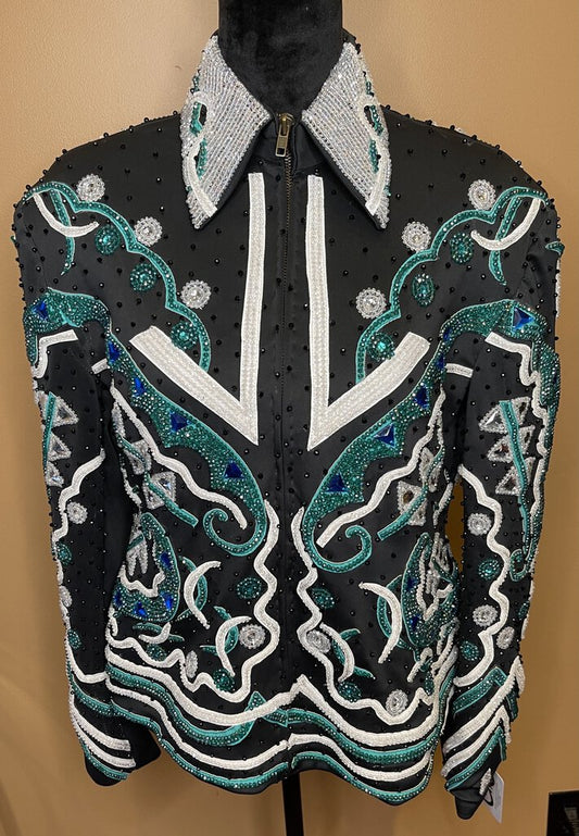 WESTERN JACKET BLUE AND GREEN BLING