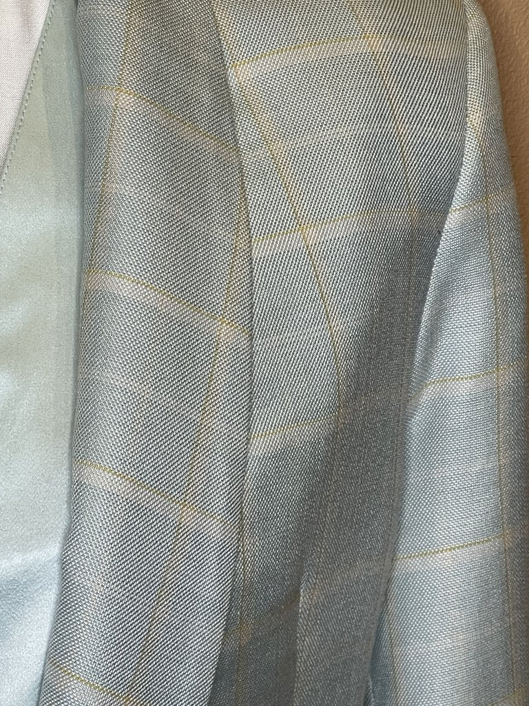 DAY COAT SEAFOAM WITH GOLD WINDOWPANE BECKER BROTHERS