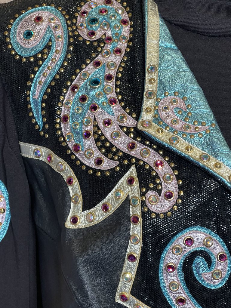 WESTERN VEST TEAL BLACK WITH MATCHING UNDERSHIRT