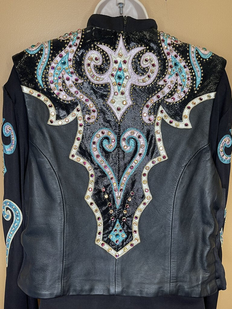 WESTERN VEST TEAL BLACK WITH MATCHING UNDERSHIRT