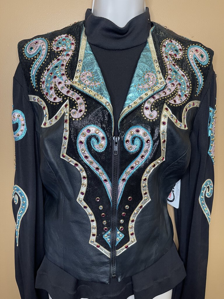 WESTERN VEST TEAL BLACK WITH MATCHING UNDERSHIRT