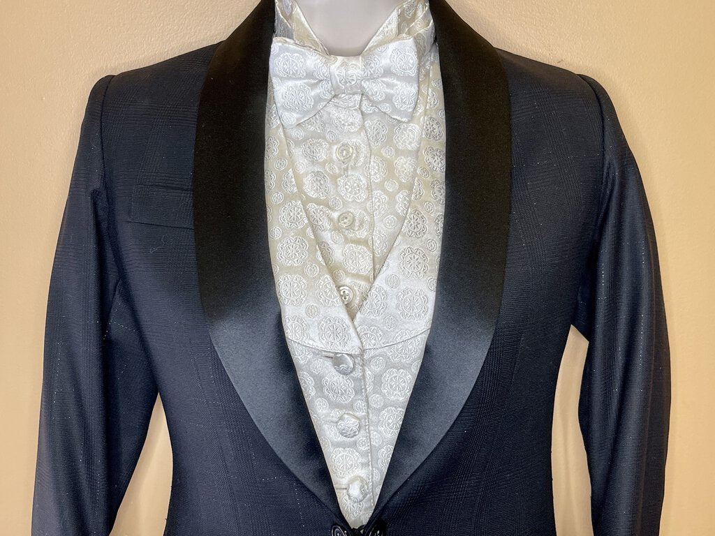 FORMAL BLACK WITH SILVER METALLIC WINDOWPANE BECKER BROTHERS