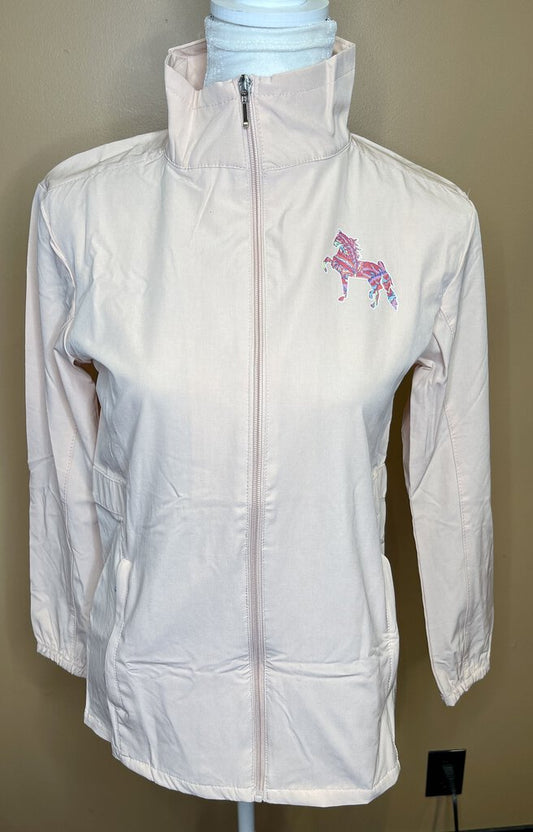 RAIN COAT PINK WITH LILY PULITZER INSPIRED HORSE