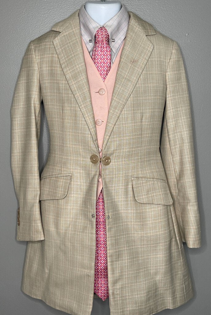 TAN WITH BLUE/PINK PLAID BECKER BROTHERS DAY SUIT