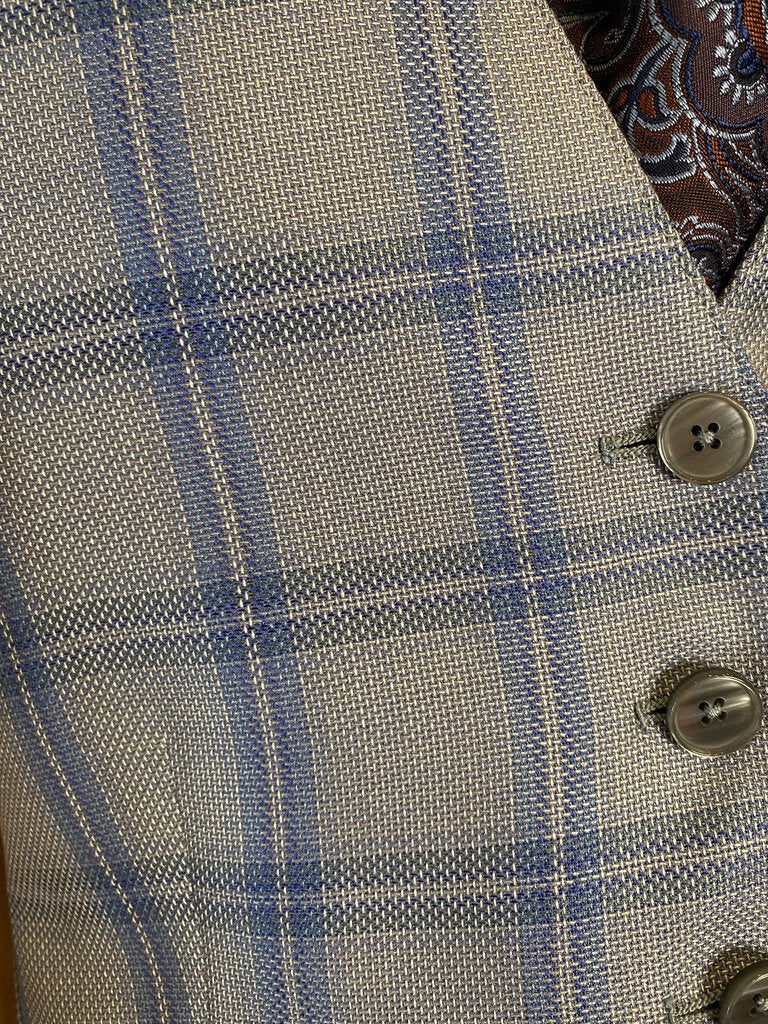 BLUE PLAID DEREGNAUCOURT VEST