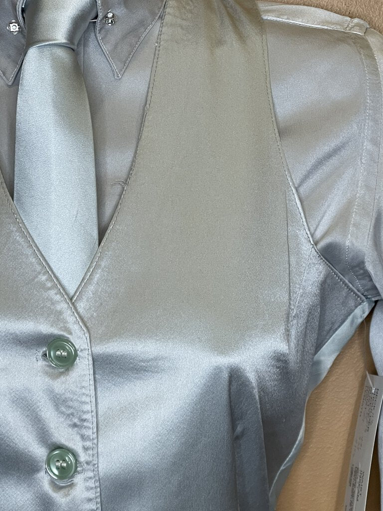 BECKER BROTHERS LIGHT SAGE SILK VEST/SHIRT/TIE COMBO