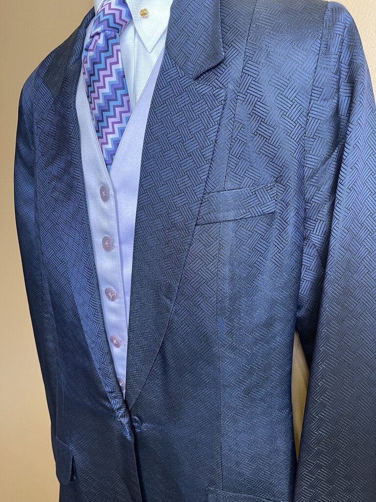 DAY COAT WITH NOTCHED COLLAR NAVY HERRINGBONE