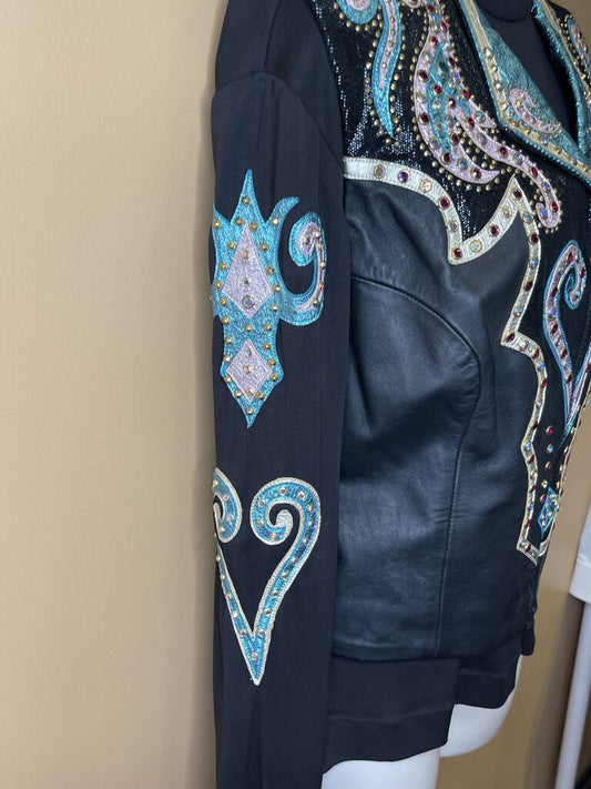 WESTERN VEST TEAL BLACK WITH MATCHING UNDERSHIRT