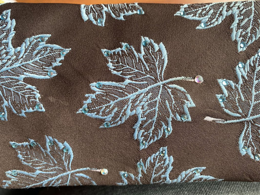 TIE BROWN WITH BLING TEAL LEAFS