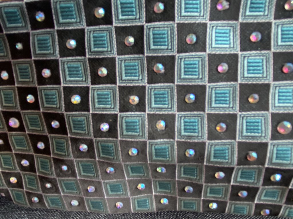 TIE TEAL SQUARES BLING